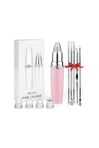 Hangfox Pink Elektrikli Siyah Nokta Ve Akne Kaldırıcı Seti - 3 Emme Seviyesi, 4 Değiştirilebilir Uç, 5 Parça Akne Aracı Pil Yok