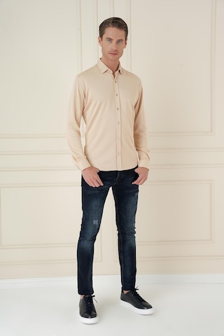 Efor G 1583 Slim Fit Bej Klasik Gömlek Bej
