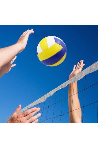 Aputue Voleybolvolleyball, Numara 5 Standart Ağırlık, Sızdırmaz Hava Valfi Ve Yumuşak Dış Yüzey, Mavi Sarı Beyaz Renkli, Dış Mekan Park Ve Spor Salonu Oyunları, Yeni Başlayanlar İçin İdeal Yapı Açık Gri