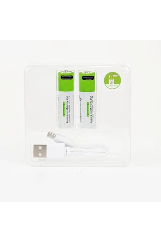 Type-c Şarjlı Li-ion Aa Kalem Pil 1.5v 2600mah 2li Paket