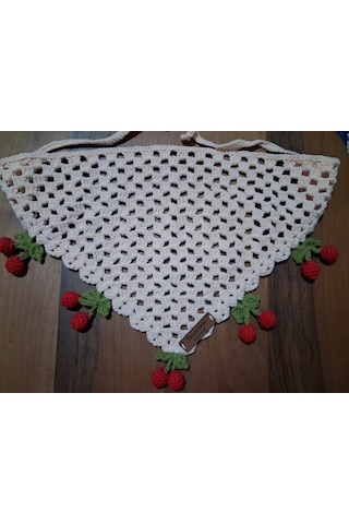 Kiraz Motifli Bandana Kırmızı - Krem