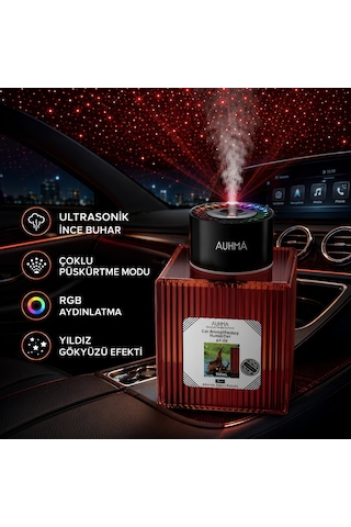 Auhma Af-09 500 Ml Rgb Araç İçi Yıldız Projeksiyonlu Nemlendirici Diğer