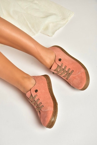 Fox Shoes Y999364002 Pudra Hakiki Deri Süet Kadın Spor Ayakkabı Sneakers Pudra
