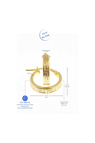 Moom Mücevherat Kadın Grek Desenli İtalyan Halka Küpe 14 Ayar N11.15593