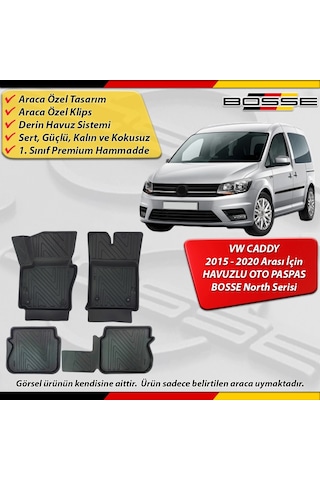 Vw Caddy Paspas Araca Özel 2015 - 2020 Arası İçin Derin Havuzlu Paspas Bosse North Serisi