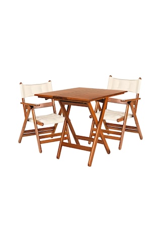 Marmaris Minderli Ahşap Bahçe Balkon Seti: 70X70 Masa +2 Sandalye (540175167)