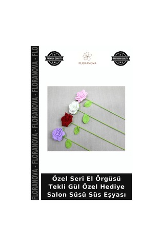 Özel Seri El Örgüsü Tekli Gül Özel Hediye Salon Süsü Süs Eşyası Çok Renkli