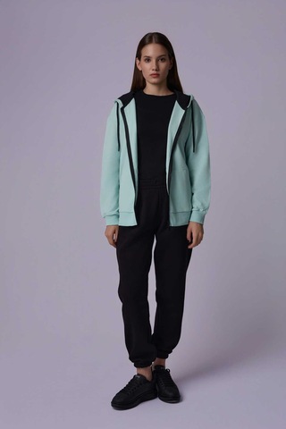 Defys Defy S Kadın Oversize Kapüşonlu Fermuarlı Cepli Sweatshirt Su Yeşili - 527346818 Su Yeşili
