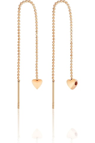 Azuris Silver Azuris 925k Gümüş Sıralı Top Zincir Mini Kalp Küpe Rose Gold