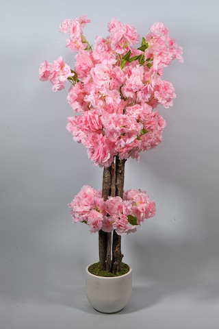 Yapay Çiçekçiniz Beyaz Saksıda 100 Cm Bahar Dalı Ağacı pembe