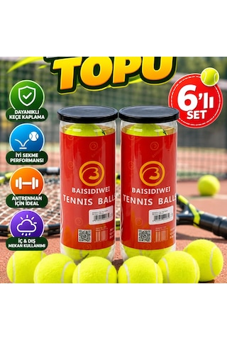 6 Lı Tenis Topu Seti Dayanıklı Keçe Kaplama Antrenman Topları