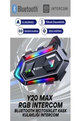 V20 Bluetooth 5.0 Motosiklet Kask Kulaklık Intercom Işıklı, Gürültü Engelleme, Uzun Pil