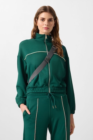 Yeşil Yumuşak Dokulu Dik Yaka Oversize Lastikli Kadın Eşofman Takım - 95349 Yeşil