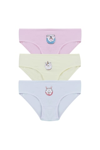 Koza İç Giyim Kız Çocuk 3'lü Penguen Desenli Slip 1050 Mavi