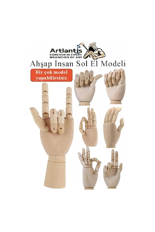 Ahşap El Modeli 30 Cm Ve A4 Eskiz Defteri Modelleme Seti 1 Paket Dereceli Kalem Karakalem Dağıtma Hamur Silgi Kalemtraş
