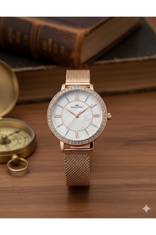 For Motion Kadın Kol Saati Altın Renk, Beyaz Kadran - B01320d, 2 Yıl Garantili Altın