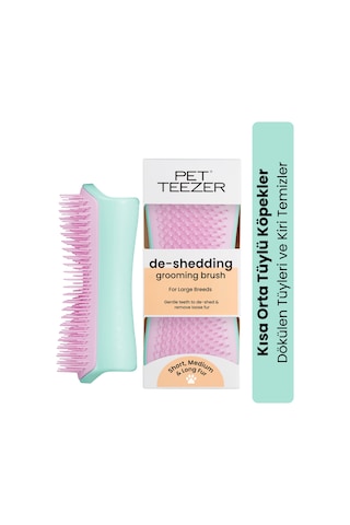 Pet Teezer Deshedding - Mint / Pink Yeşil Pembe Köpek Bakım Fırçası