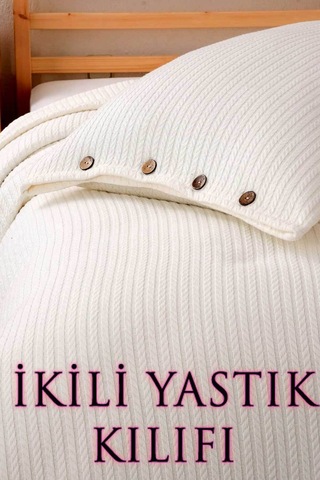 Örgü Desen Yastık Kılıfı 2 Adet Ekru