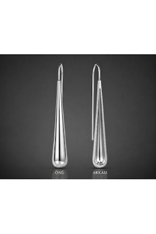 Kadın Gümüş Renk Minimal Damla Küpe Uzun İnce Tasarım 5.5 Cm Mode