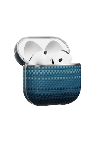Apple Uyumlu AirPods Pro 2 Kılıf Aramid Fiber Pitaka Tactile Woven Sunset-moonrise Serisi Sunset Kapak Mavi