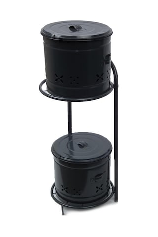 Emarket724 2 Katlı Metal Patates. Soğan. Meyve ve Sebzelik Siyah