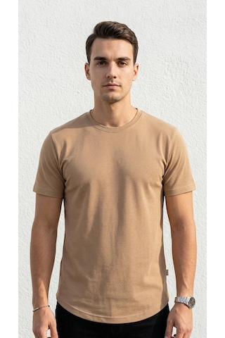 Plus Scorpion Erkek Slim Fit Basic Tişört Esnek, Terletmeyen Pike Dokulu Kumaş Taş