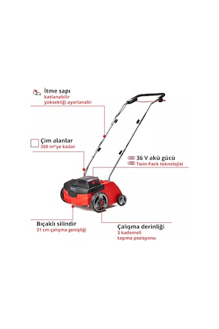 Einhell GC-SC 36/31 Li - Solo Akülü Çim Havalandırma (Akü ve Şarj Hariç) - 3420660