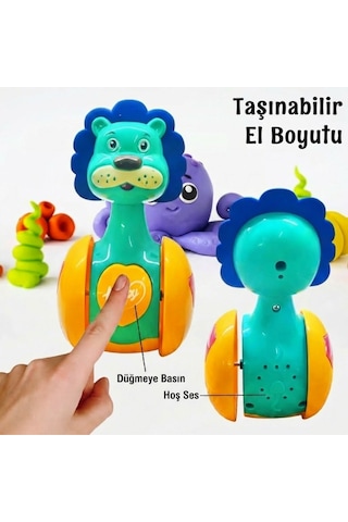 Sevimli Aslan Hacıyatmaz Oyuncak Yeşil - Sesli Ve Çıngıraklı Sallanan Bebek Denge Oyuncağı