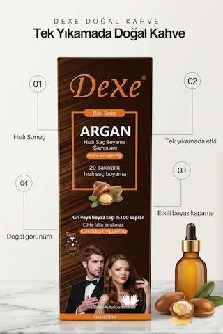 Dexe Doğal Kahve 20 Dakikada Hızlı ve Pratik Boya Saç Boyama Şampuanı 420 ML