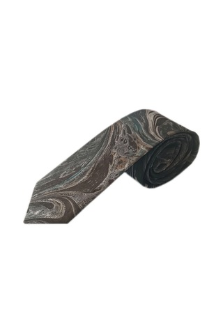 Elifebru Exclusive Handicrafts Ebru Sanatı El Yapımı Gri Kahve Beyaz İpek Kravat Ikr 144 Çok Renkli