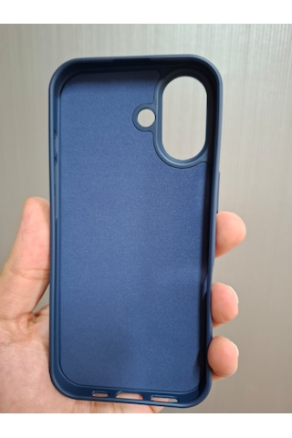 Apple Uyumlu iPhone 17 Logolu İçi Kadife Silikon Lansman Kılıf Lacivert