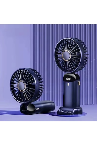 Mini El Fanı 5 Kademeli Dijital Led Göstergeli Boyun Askılı Mini Klima Vantilatör