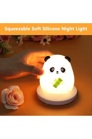 Çocuklar İçin Led Gece Lambası, Sevimli Panda Gece Lambası, Dokunmatik Sensörlü Yumuşak Silikon Gece Lambası