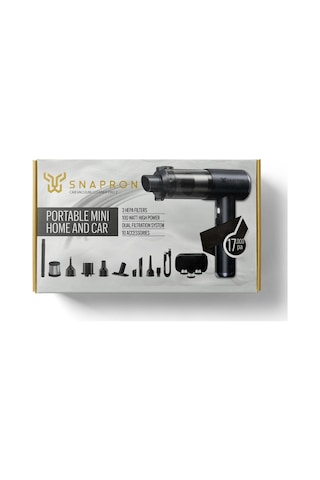 Snapron Snv-3001, Car Vacuum Cleaner Pro2, 17.000 Pa Emiş Gücü, 3 Hepa Filtre, 100w, 10 Aksesuar, Şarjlı, El Tipi, Genel Maksatlı Süpürge Diğer