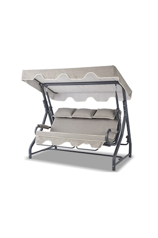 Salvia 3 Kişilik Bahçe Balkon Salıncağı - Kırçıllı Gri Kırçıllı Gri