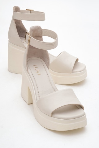 Luvishoes Luvi Shoes Margot Ekru Cilt Hakiki Deri Kadın Platform Topuklu Sandalet Ekru