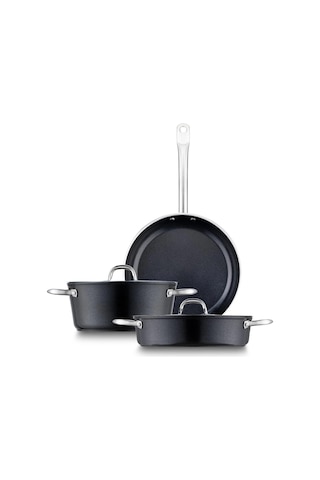 Jumbo Swiss Crystal Siyah 5 Parça Tencere Seti Siyah