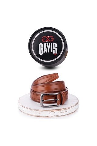 Gayış Özel Oval Kutulu Hakiki Manda Derisi Klasik Erkek Kemer Hediyelik - Çeyizlik