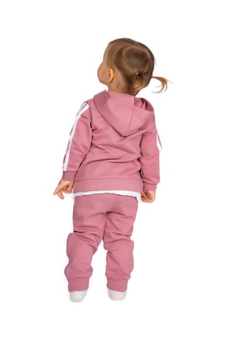 Mai Perla Yandan Çizgili Kanguru Cepli Fermuarlı Sports Wear 2 Li Bebek Takım Pembe