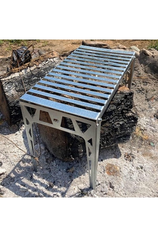 Kamp Ayısı Grillplate Katlanır Ateş Üstü Pişirme Ve Kamp Masası Gri