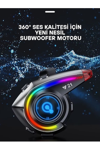 Y21 Rgb Işık Efektli İntercom Bluetooth Motosiklet Kask Kulaklığı İntercom Kulaklık
