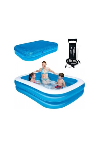 Bestway Aile Havuzu 12819, Şişme Jumbo Dikdörtgen, 211x132x46cm, Çok Renkli
