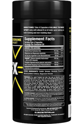 Allmax Testofx Sport Test Booster Tribulus Fenugreek Boron - 80 Caps