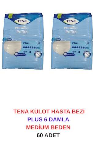 Tena Külot Hasta Bezi Plus 6 Damla Medium Beden - 60 Adet M Tena Külot Hasta Bezi Plus 6 Damla Medium Beden - 60 Adet M