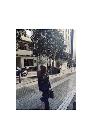 Orjinal Blue B Kadın Denim Bağlamalı Kot Takım Lacivert