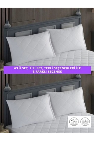 1 Adet %100 Pamuk Kapitone Fermuarlı Sıvı Geçirmez Renkli Yastık Alezi Yastık Koruyucu Beyaz