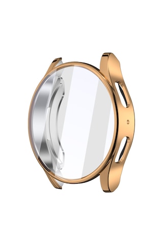Samsung Galaxy Watch 7 44mm Uyumlu Kasa Ekran Koruyucu 360 Tam Koruma Kılıf Kapak Rose Gold