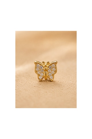 14 Ayar Altın Kelebek Model Taş Detaylı Tragus Piercing Küpe Diğer