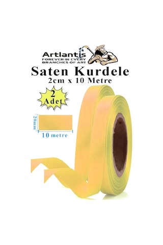 Açık Sarı Kurdele Saten 2 Cm 10 Metre 2 Adet Saten Kurdela Parlak Hediye Ve Süsleme Şeridi Süs Paketleme Çiçek Saç El