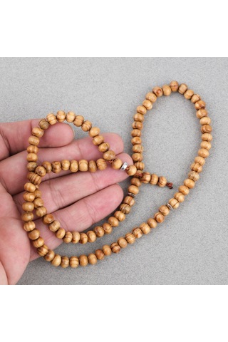 Şimşir Ağacı Vernikli 99luk Tekerlek Kesim 7x5mm Tesbih Açık Kahverengi